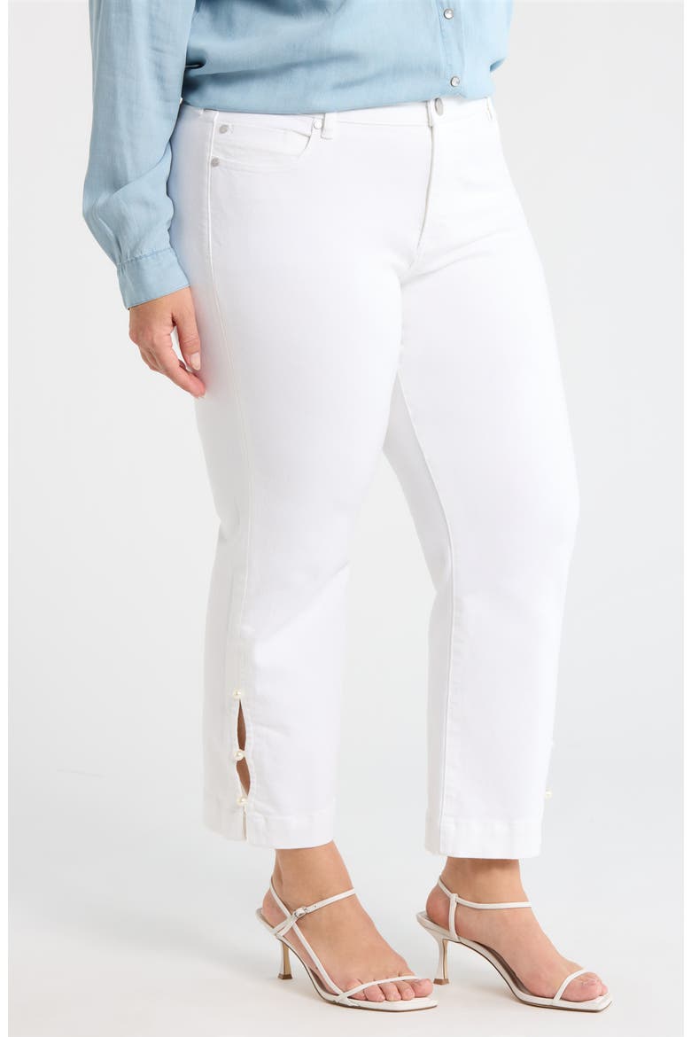 Kennedy Embellished Split Hem Ankle Straight Leg Jeans, Alternate, color, BRIGHT WHITE