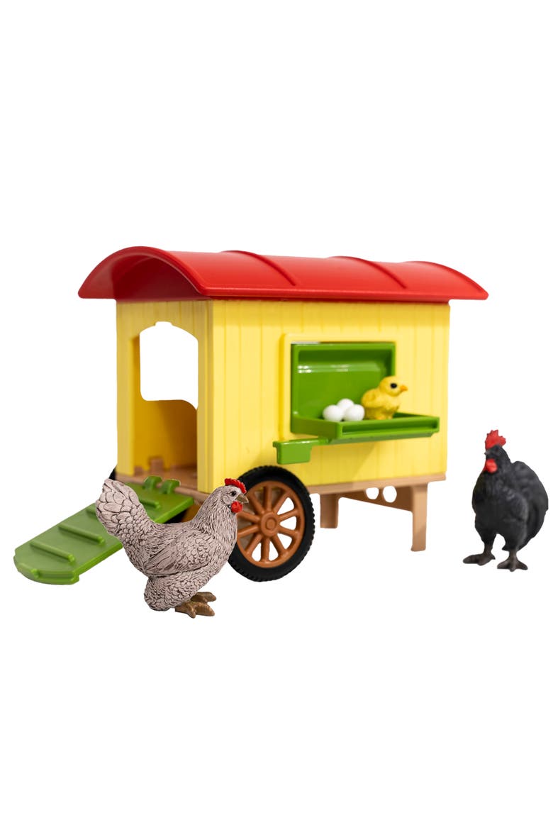 Farm World Mobile Chicken Coop 6 Piece Toy Playset, Main, color, Multicolored