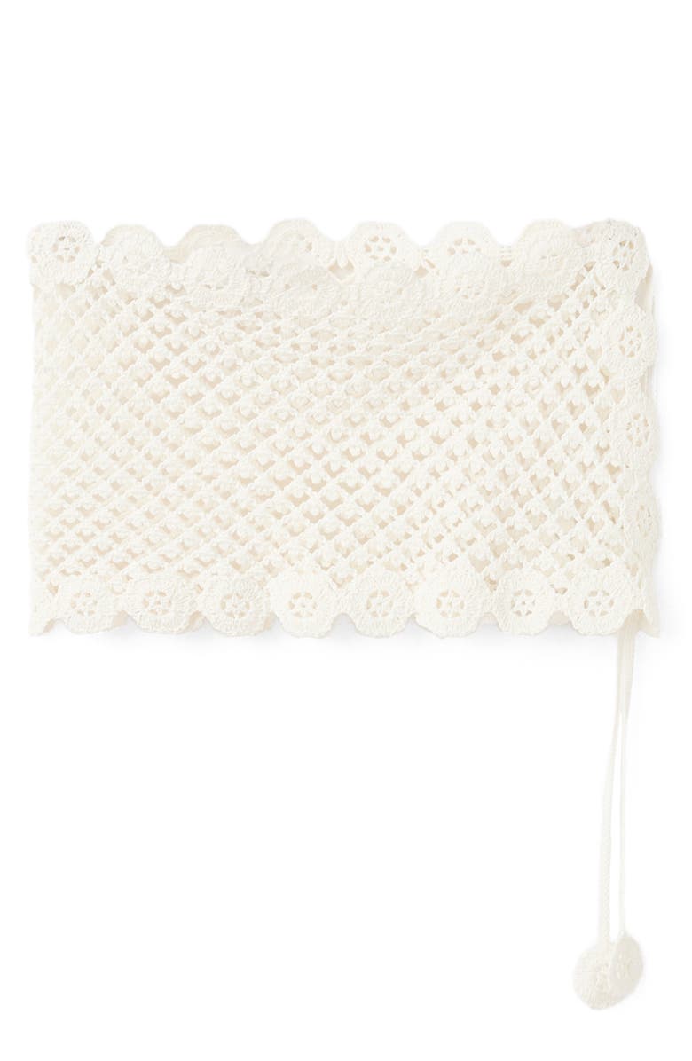 MANGO Side Tie Crochet Cover-Up Miniskirt, Main, color, 