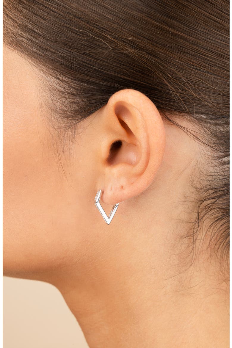 Katalina Cubic Zirconia Hoop Earrings, Alternate, color, SILVER