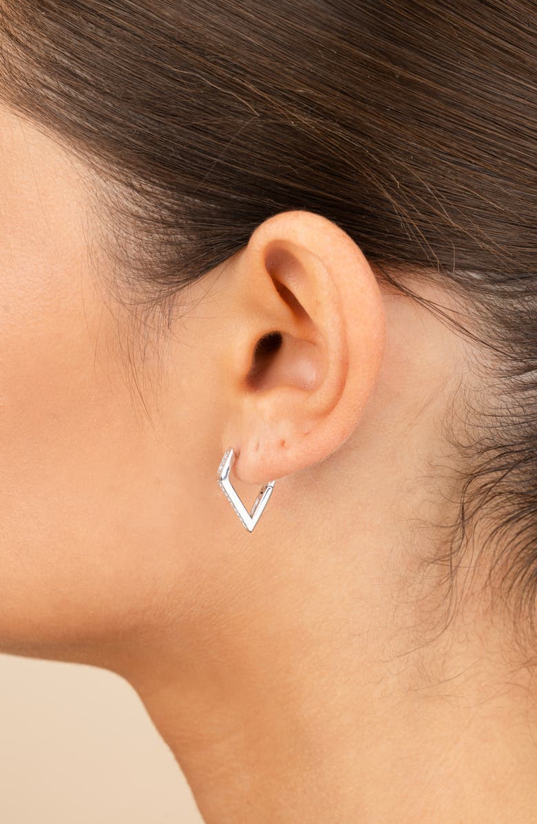 Sterling Forever Katalina Cubic Zirconia Hoop Earrings, Alternate, color, Silver