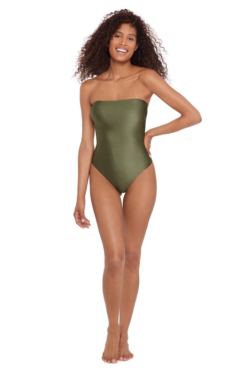 Steve Madden Open Back One-Piece Swimsuit, Alternate, color, Olive