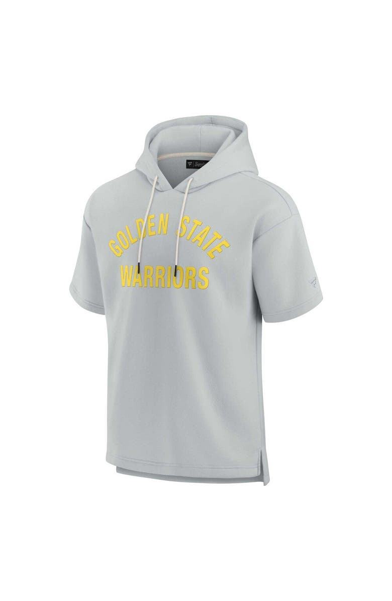 Fanatics Signature Unisex Fanatics Signature Gray Golden State Warriors Super Soft Fleece Short Sleeve Pullover Hoodie, Alternate, color, 