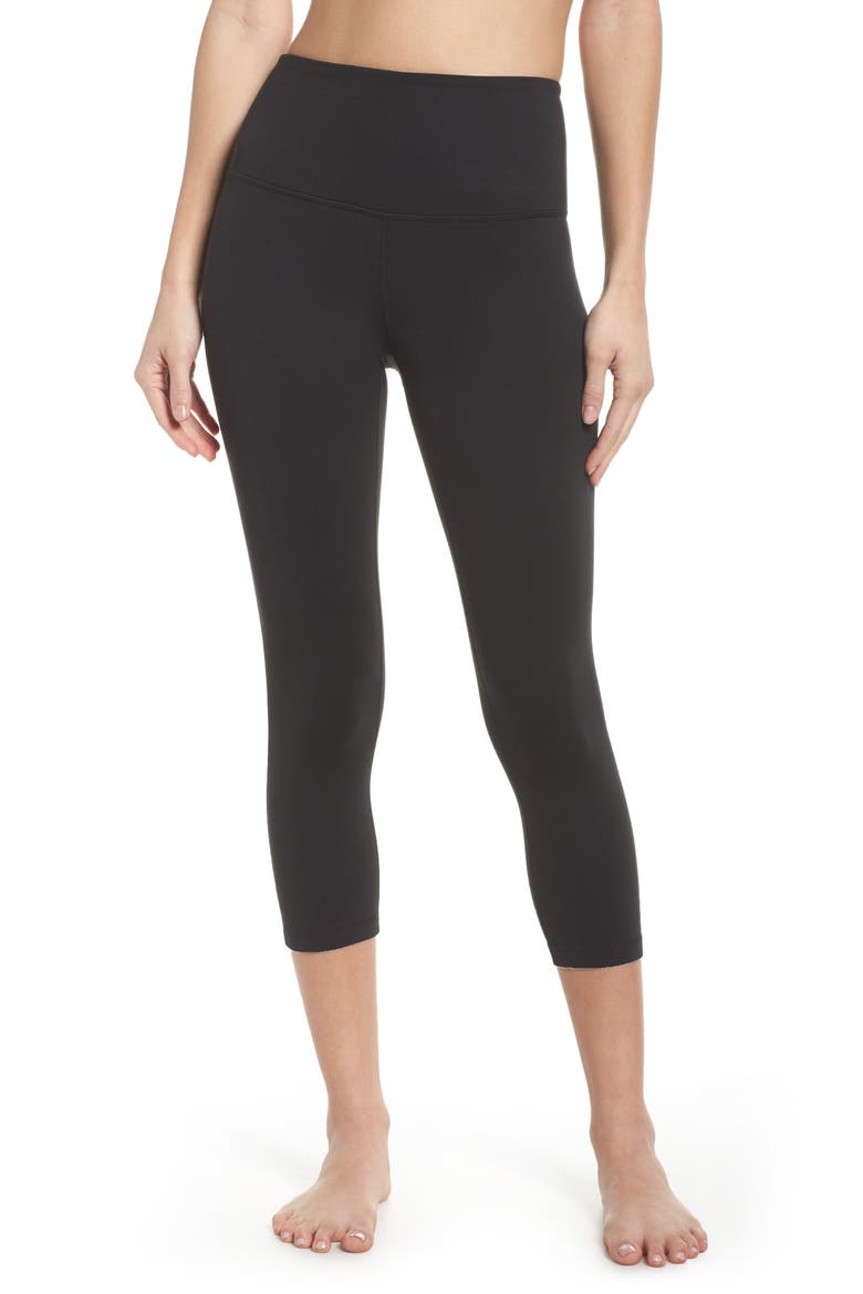 Live In High Waist Crop Leggings, Main, color, BLACK