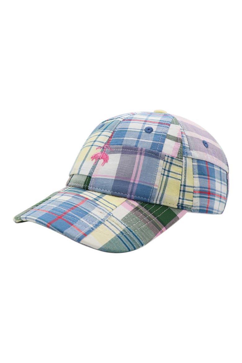 Patched Madras Plaid Baseball Cap, Main, color, BLUE