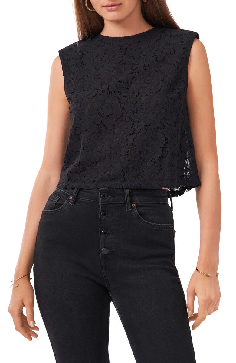 1.STATE Lace Shoulder Pad Sleeveless Top, Main, color,