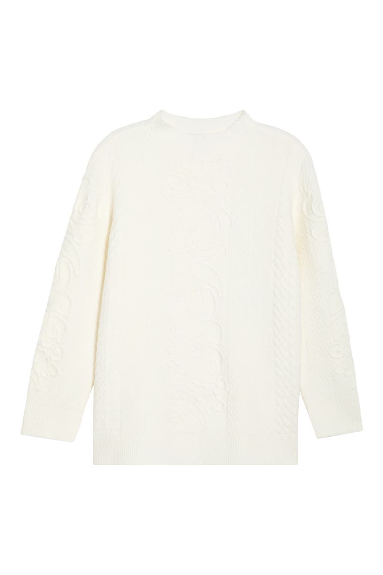 Embroidered Funnel Neck Sweater, Alternate, color, WHITE DOVE