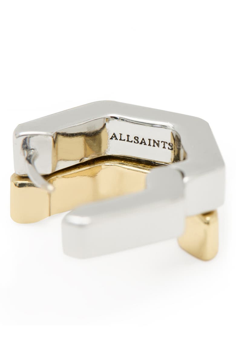 AllSaints Double Hex Hoop Earrings, Alternate, color,