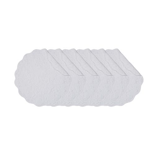C & F Home C&f Home Christiana White Reversible Machine Washable Round Scallop Quilt Placemats Set Of 6 In White