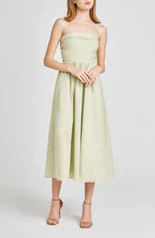 WAYF x Styled by COCO! Sammie Pleat Strapless Stretch Cotton Sundress