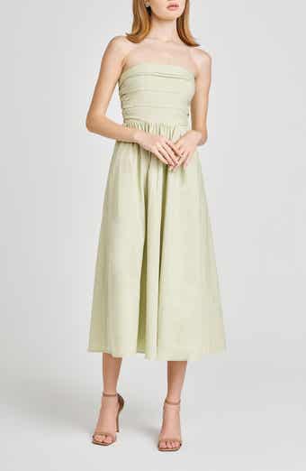 WAYF x Styled by COCO! Sammie Pleat Strapless Stretch Cotton Sundress