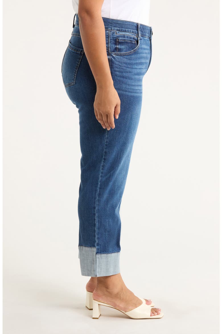 Round-Up High Waist Cuffed Boyfriend Jeans, Alternate, color, BLUE