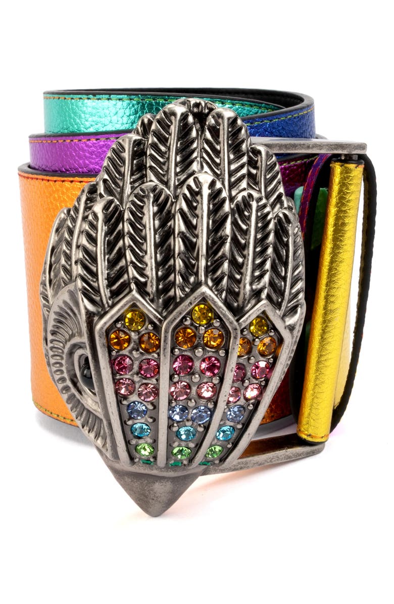 Kurt Geiger London Metallic Rainbow Leather Belt, Alternate, color,