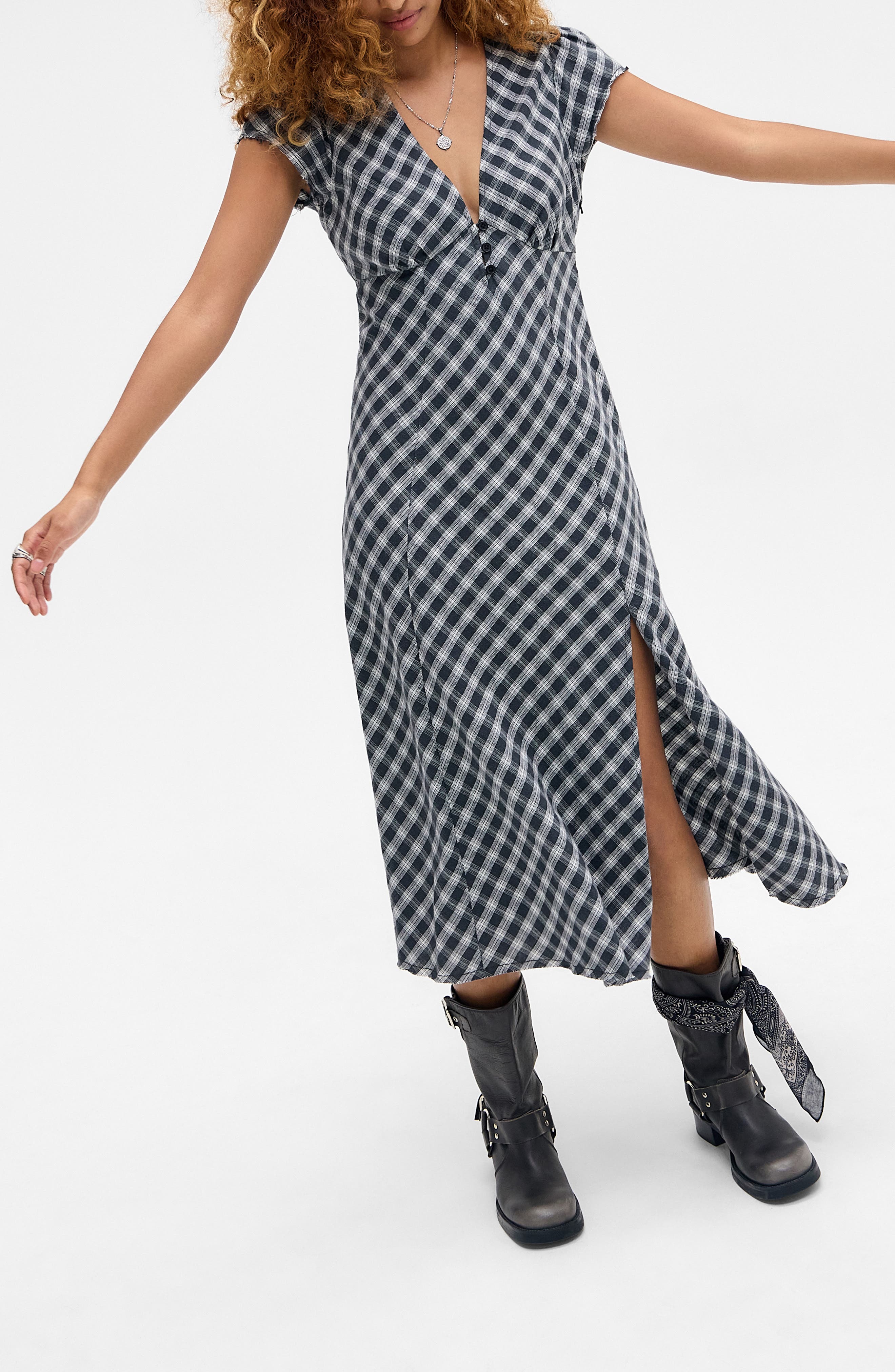 BDG Urban Outfitters Jolene Gingham Midi Dress