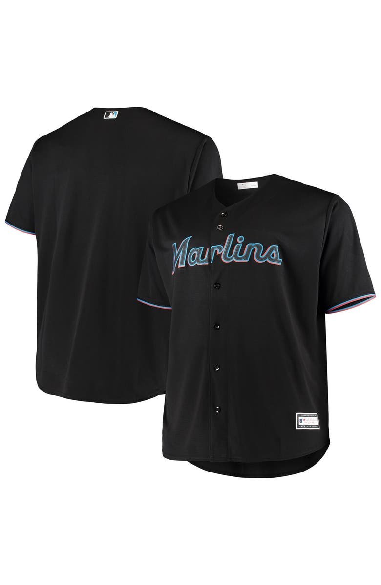 PROFILE Men's Black Miami Marlins Big & Tall Replica Team Jersey, Main, color, 