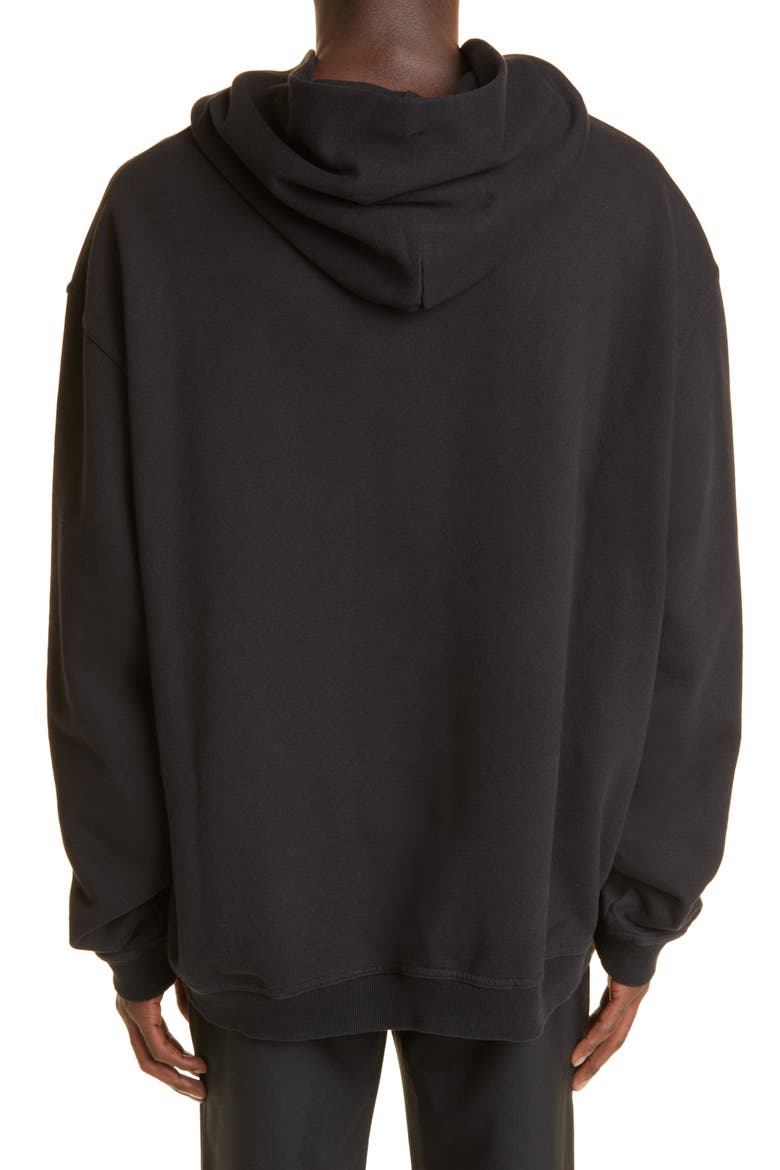 Embroidered Logo Cotton Hoodie, Alternate, color, BLACK