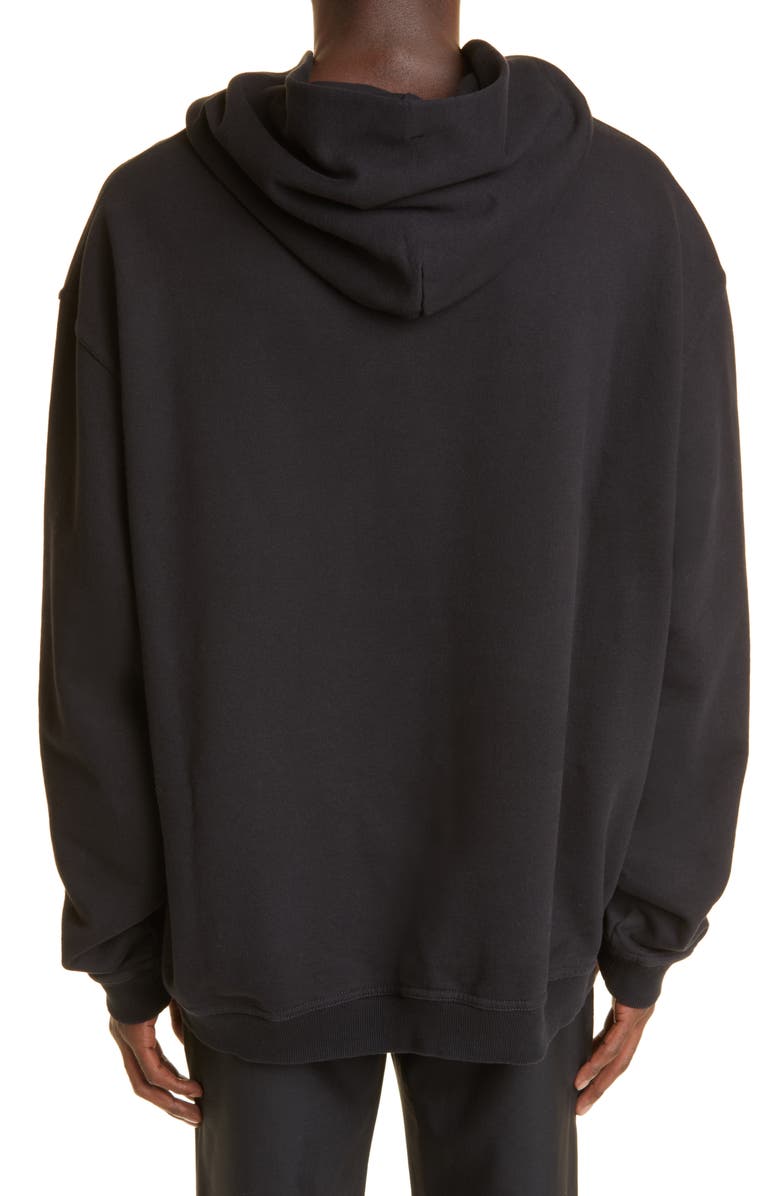 Maison Margiela Embroidered Logo Cotton Hoodie, Alternate, color, Black