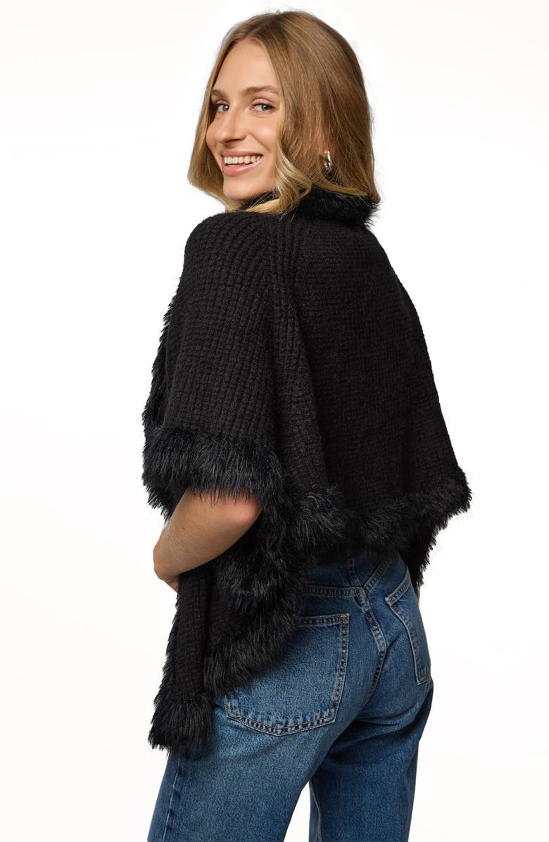 SAACHI Faux Fur Trim Topper, Alternate, color, Black