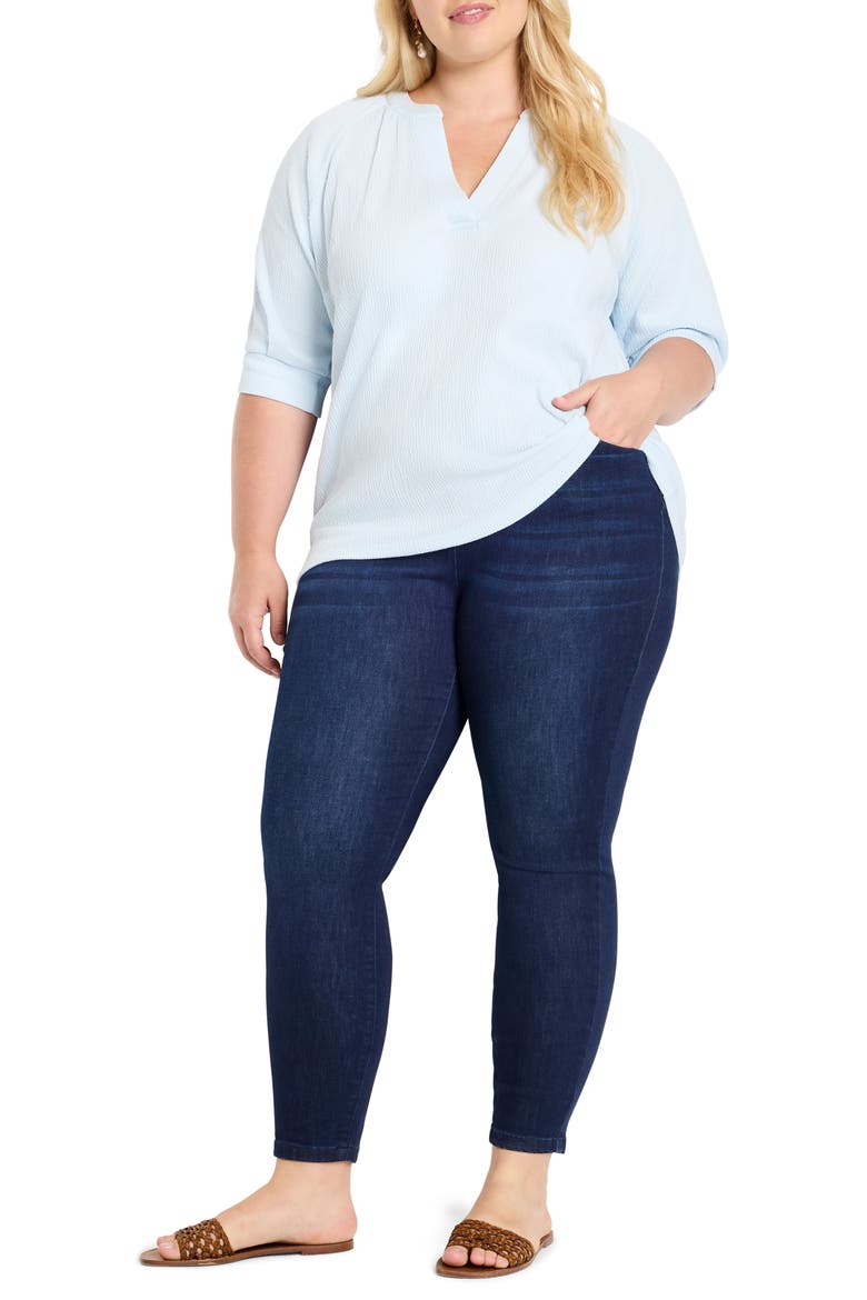 Elbow Sleeve Split Neck Top, Alternate, color, PALE SKY