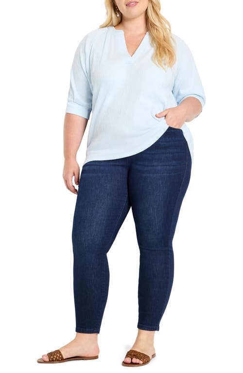 Nic + Zoe Nic+zoe Elbow Sleeve Split Neck Top In Blue