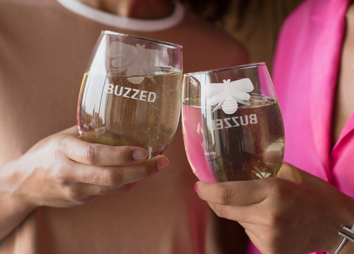 Tag Buzzed Stemless Wine Glasses Clear Drinkware For Spring In White