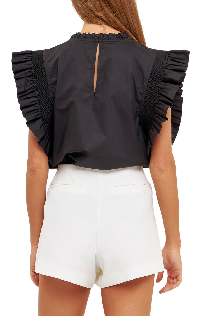 English Factory Ruffle Sleeve Top, Alternate, color,