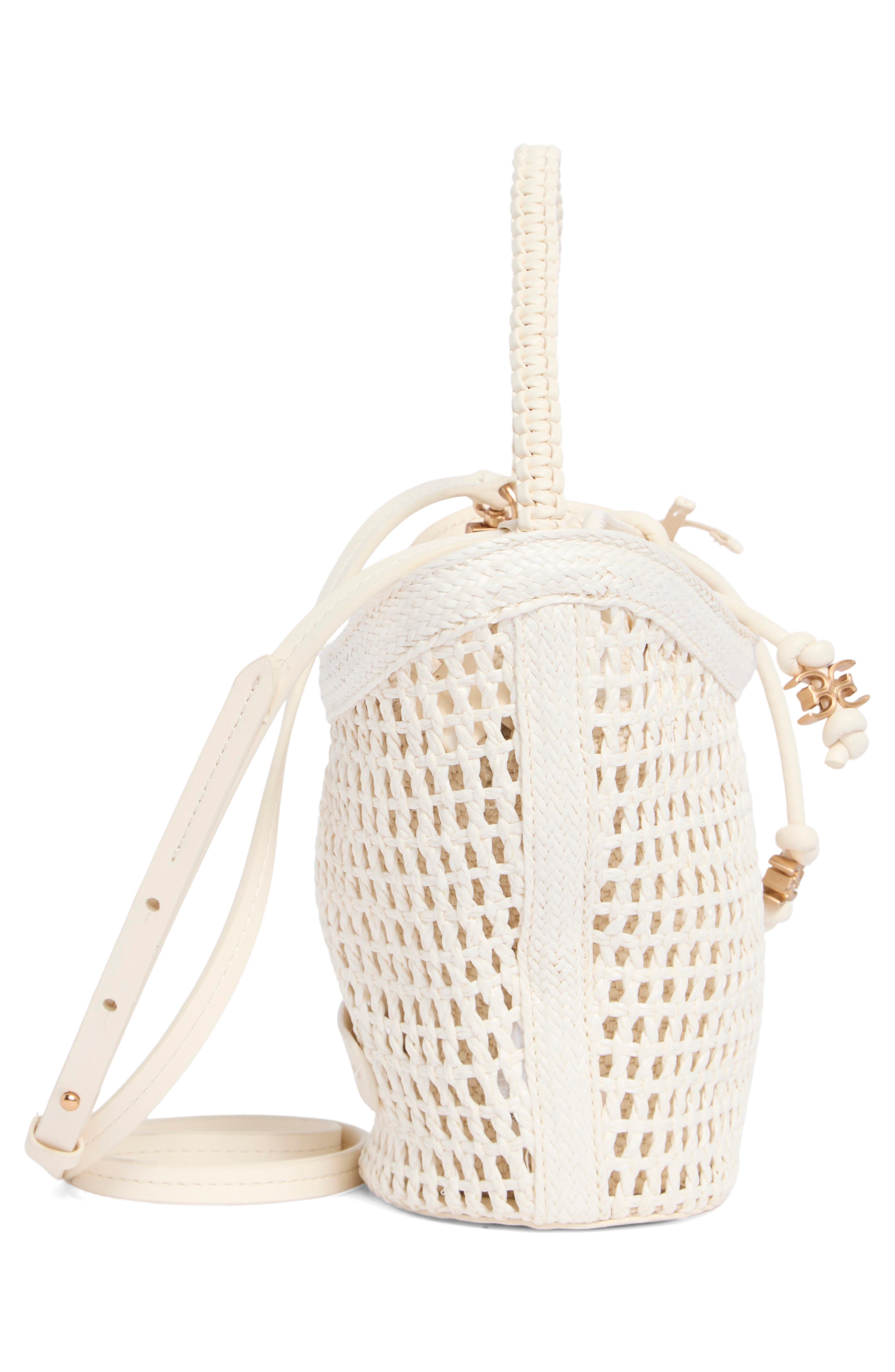 Sam Edelman Marcie Open Weave Small Bucket Crossbody Bag, Alternate, color, Ivory