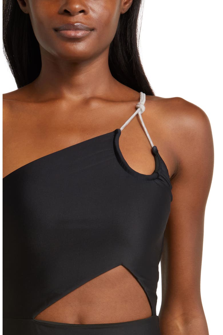 India One-Shoulder One-Piece Swimsuit, Alternate, color, BLACK