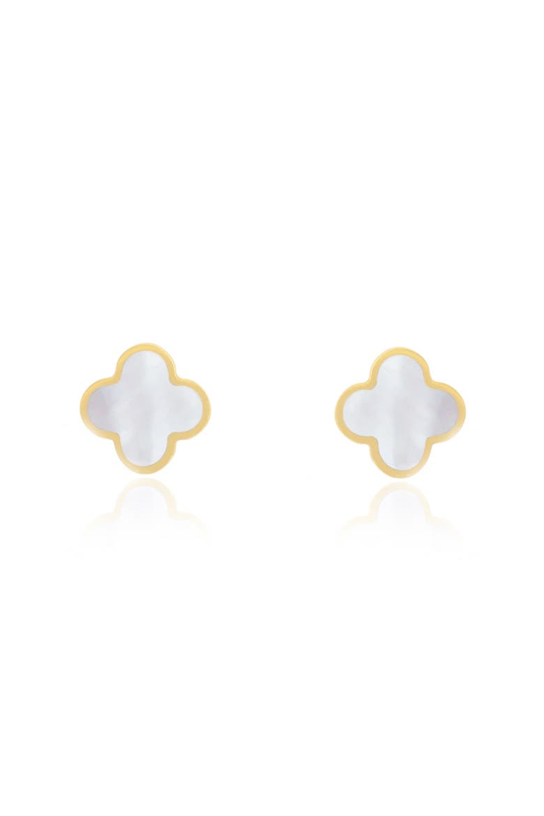 Small Mother of Pearl Clover Stud Earrings, Alternate, color, Mother of Pearl