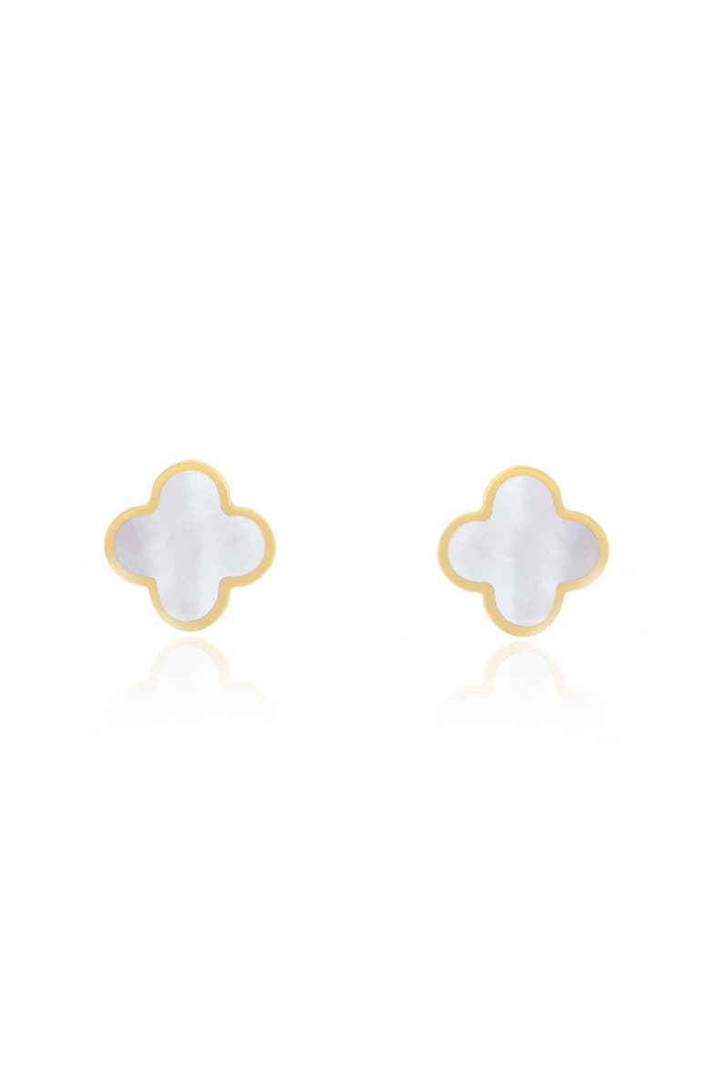 The Lovery Fine Jewelry Small Mother of Pearl Clover Stud Earrings, Alternate, color, Mother Of Pearl