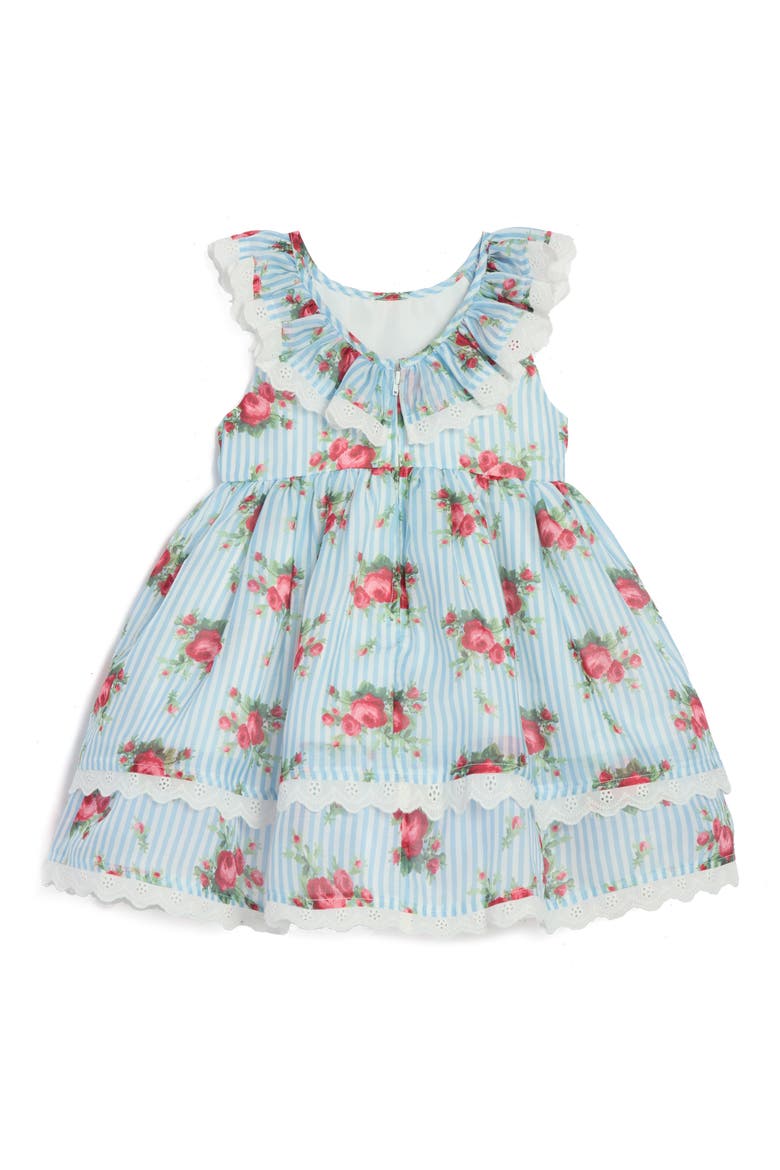 Floral Stripe Dress & Bloomers, Alternate, color, BLUE/ WHITE