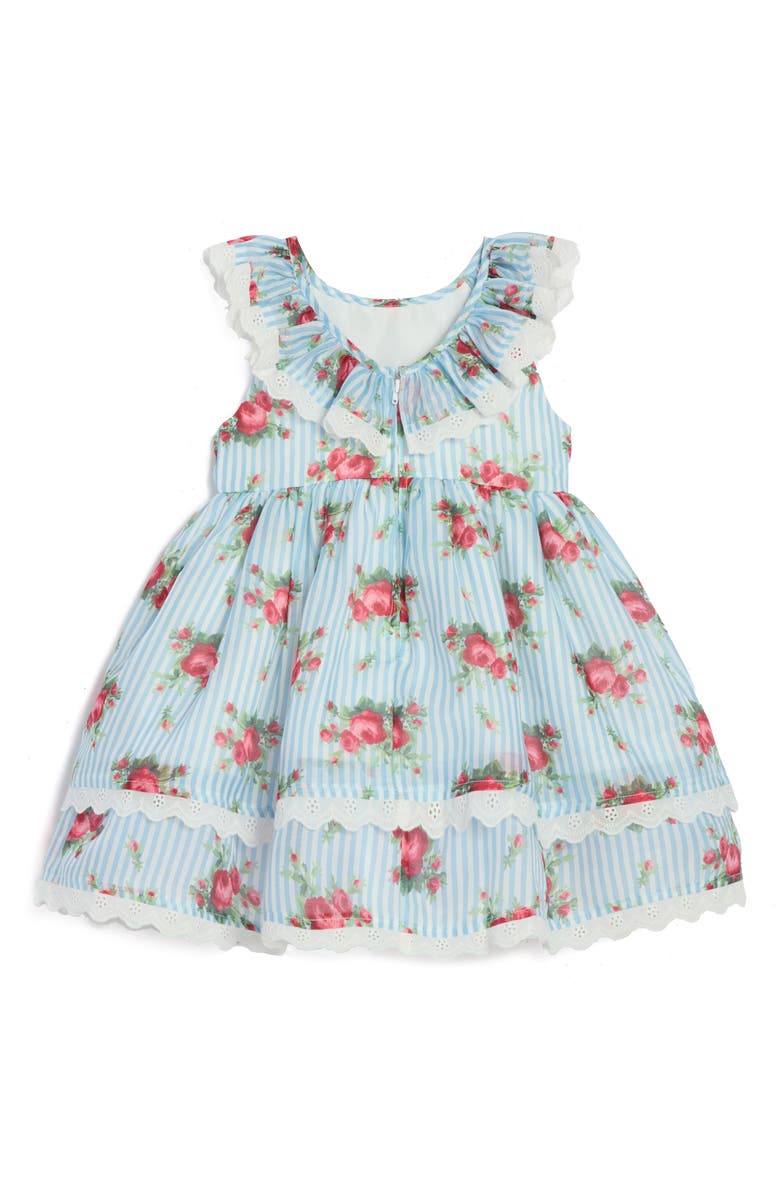Pippa & Julie Floral Stripe Dress & Bloomers, Alternate, color, Blue/ White
