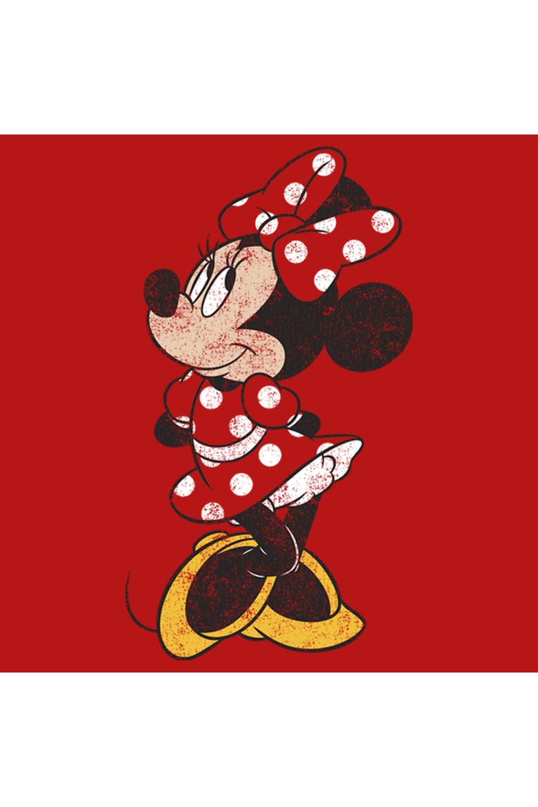 Girl's Mickey & Friends Minnie Mouse Portrait Distressed  Graphic T-Shirt, Alternate, color, Red