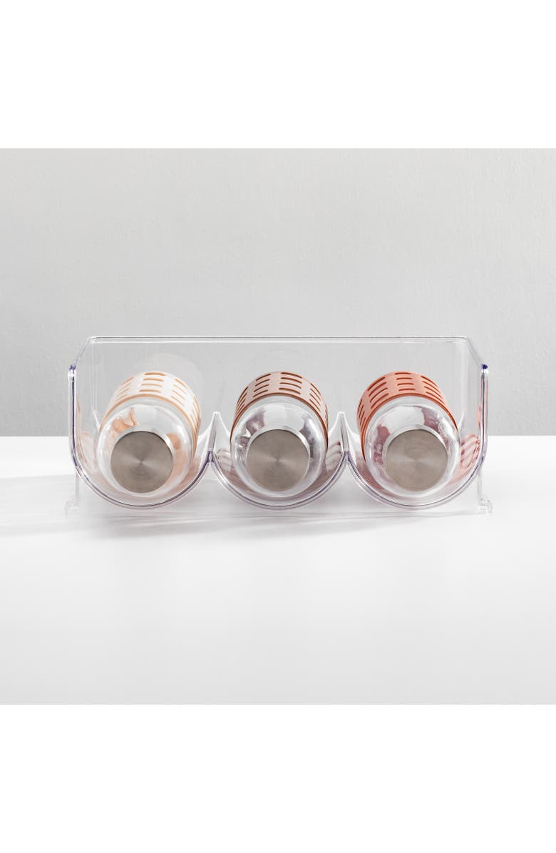 mDesign Plastic Free-Standing Stackable 3 Bottle Storage Rack, 8 Pack, Alternate, color, Clear