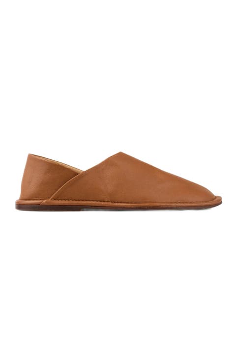 Grained leather slippers