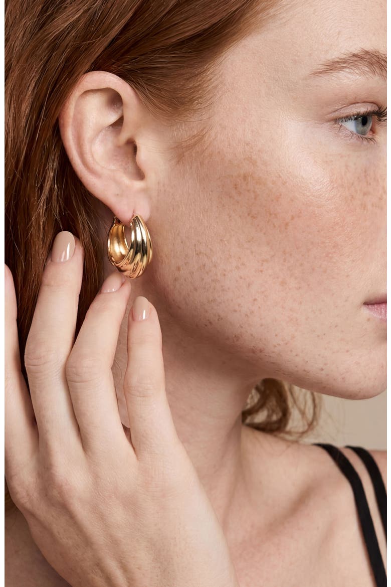 Modern Ridge Huggie Hoop Earrings, Alternate, color, GOLD
