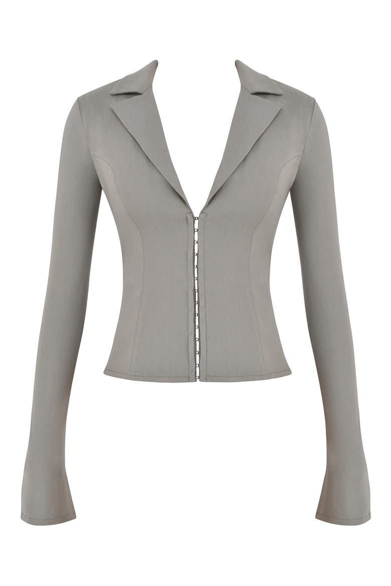 Zakira Flare Sleeve Shirt, Alternate, color, SMOKE