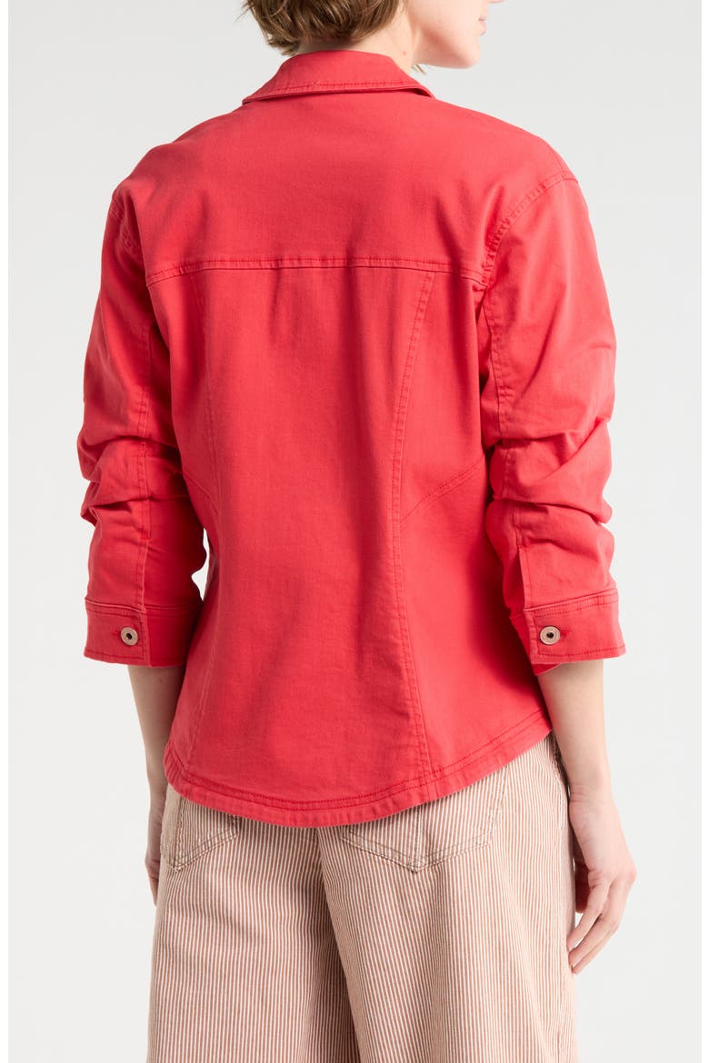 Cinch Sleeve Denim Jacket, Alternate, color, LOBSTER
