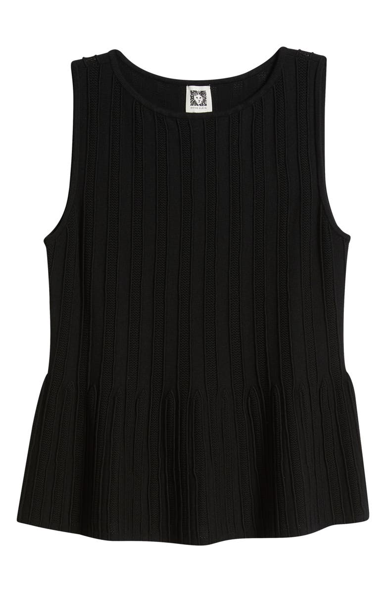 Anne Klein Rib Peplum Tank, Alternate, color, Anne Black
