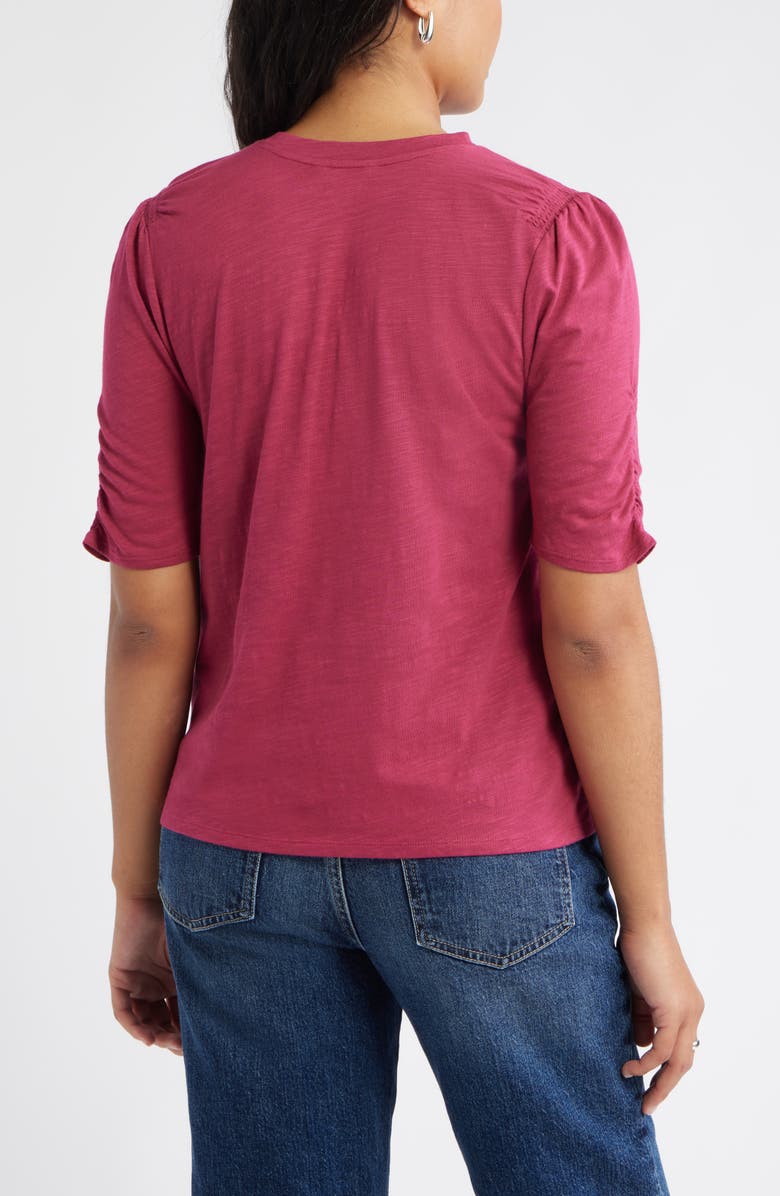 Caslon<sup>®</sup> Puff Sleeve Cotton Blend T-Shirt, Alternate, color, Burgundy Berry