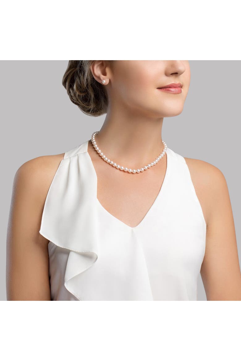 6.5-7.0mm Japanese Akoya White Choker Length Pearl Necklace - AAA Quality, Alternate, color, White Gold Clasp