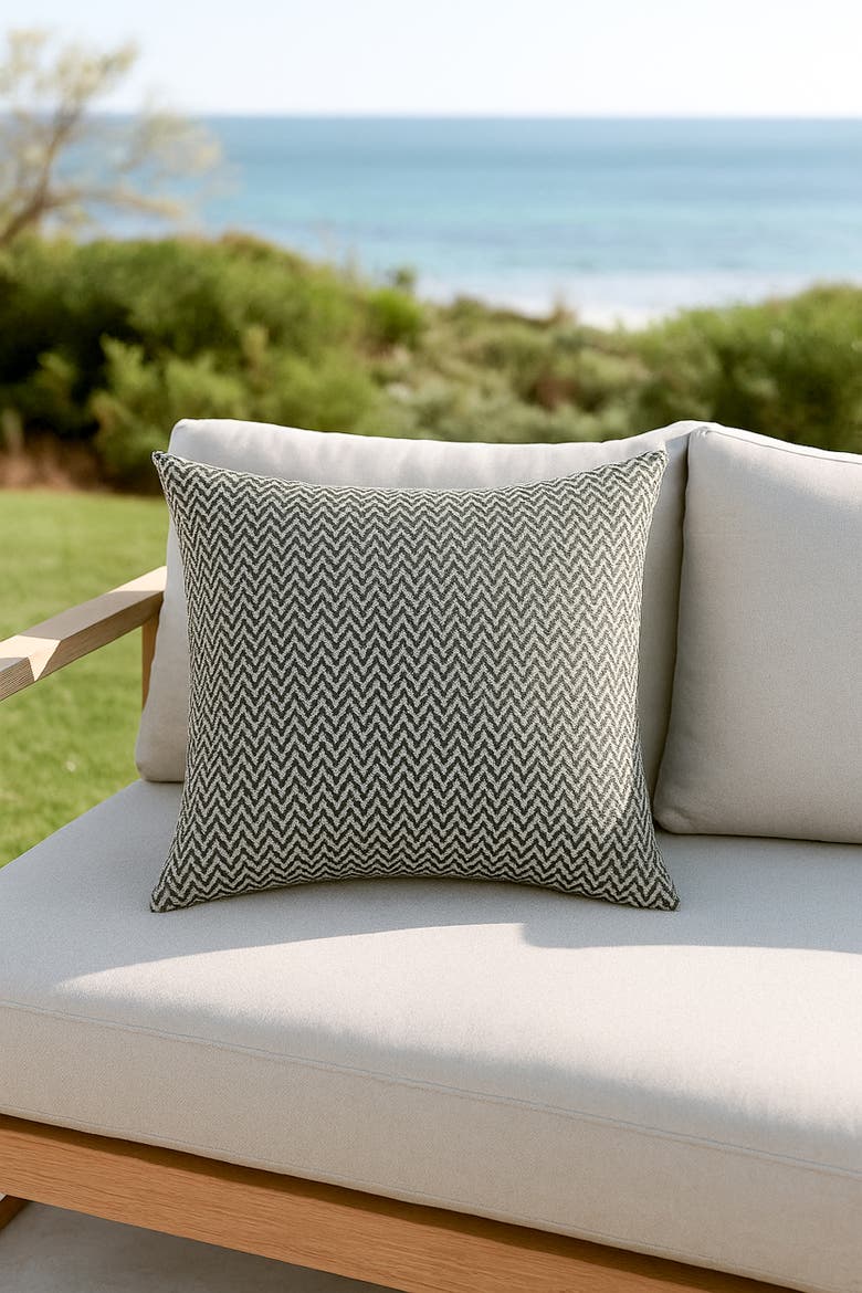 Herringbone Bay Pillow, Alternate, color, Black