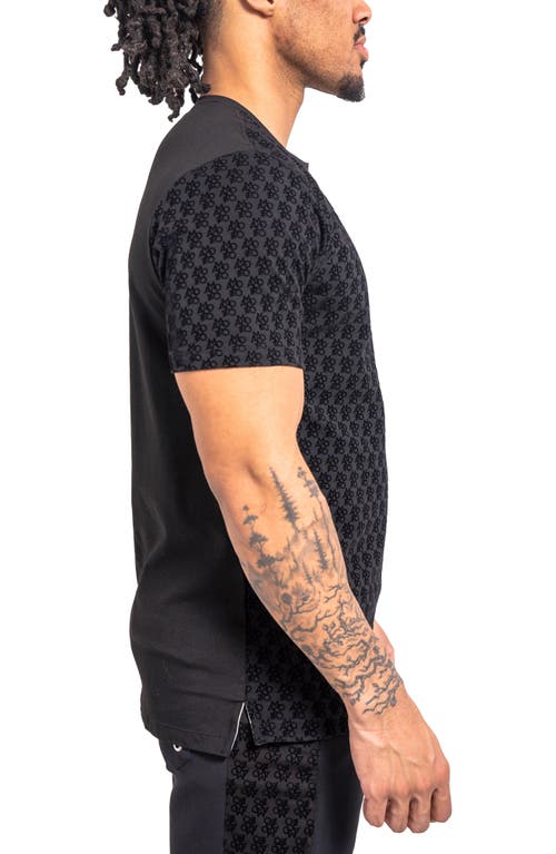 Maceoo Halflion73 Black Spliced Graphic T-shirt In Black