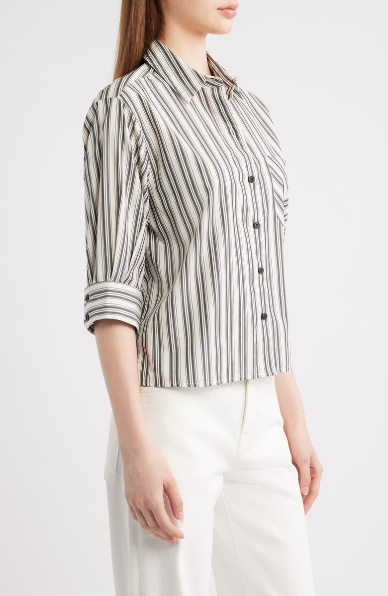rag & bone Lucia Stripe Cotton Poplin Button-Up Shirt, Alternate, color, Charcoal Stripe