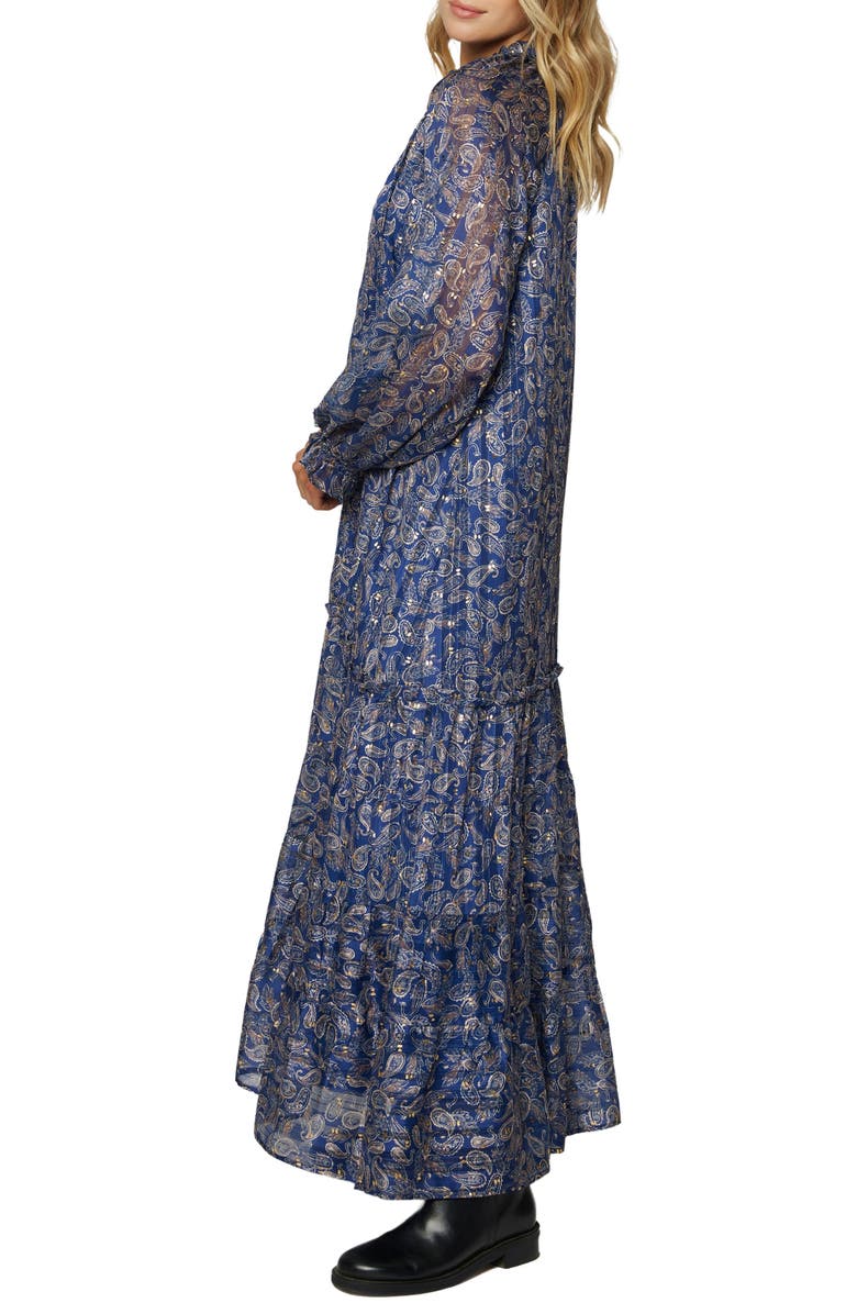 Lost + Wander Wish Upon Paisley Print Split Neck Long Sleeve Maxi Dress, Alternate, color, 