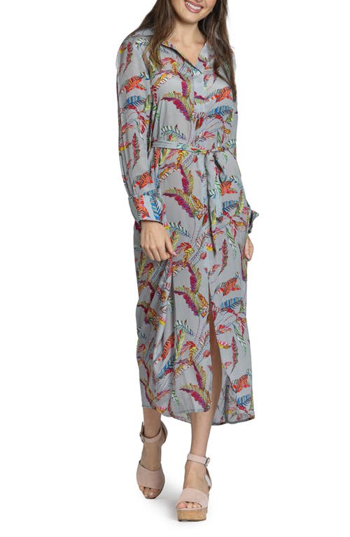 APNY Mix Print Long Sleeve Dress in Grey Multi 