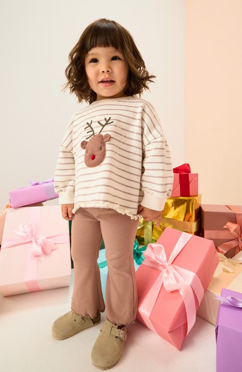 Next Kids' Reindeer Long Sleeve T-shirt & Flare Leggings Set In Multi