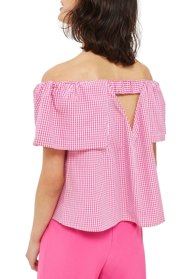 Maggie Bardot Gingham Top, Alternate, color, PINK MULTI