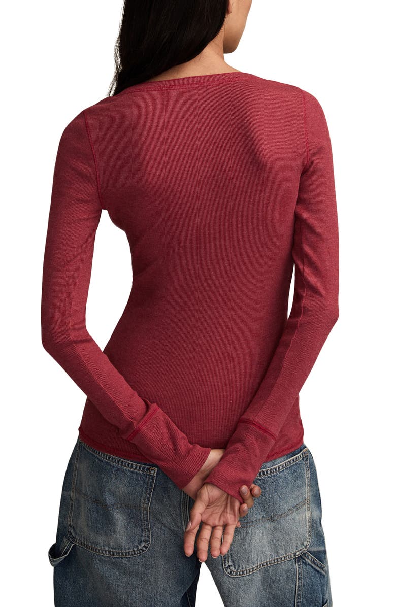 Lucky Brand Lace Trim Henley, Alternate, color, Red Dahlia