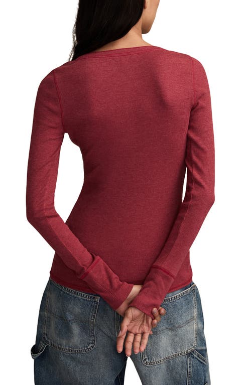 Lucky Brand Lace Trim Henley In Red